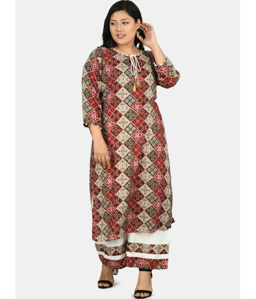     			PrettyPlus by Desinoor - Red Straight Rayon Women's Stitched Salwar Suit ( Pack of 1 )