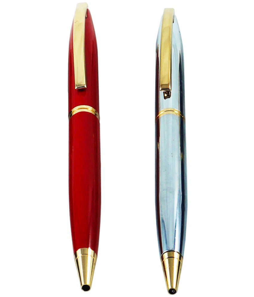     			auteur 156 Steel & Red Color  Ball Pen In Metal Body With Gold Plated Clip Premium Collection Gift For Men & Women Executives .