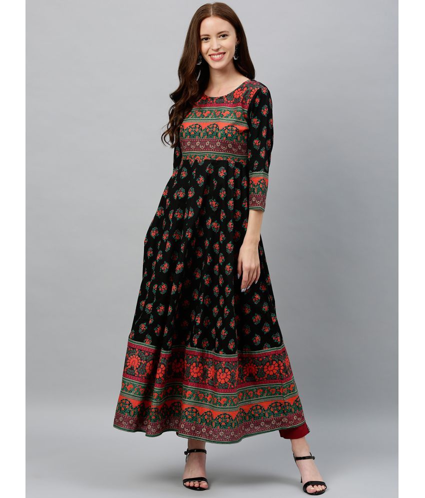     			KIPEK - Black Cotton Women's Anarkali Kurti ( Pack of 1 )