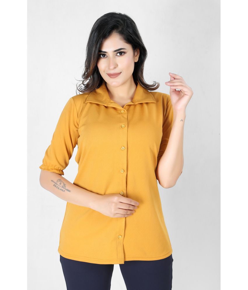     			RRIDHIMA Gold Crepe Women's Shirt Style Top ( Pack of 1 )