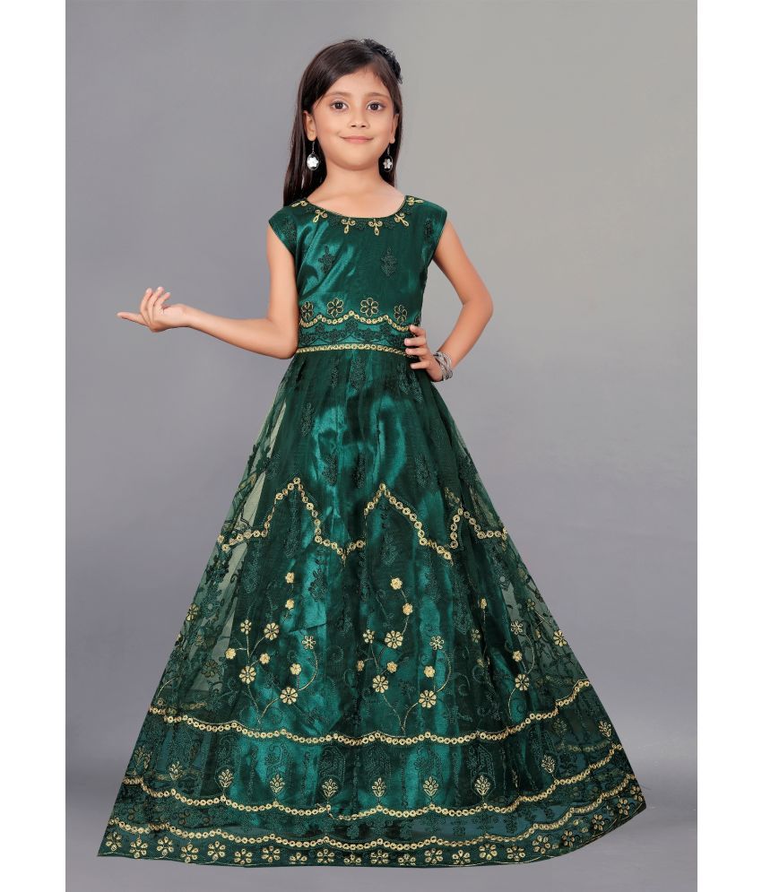     			Apnisha - Green Net Girls Gown ( Pack of 1 )