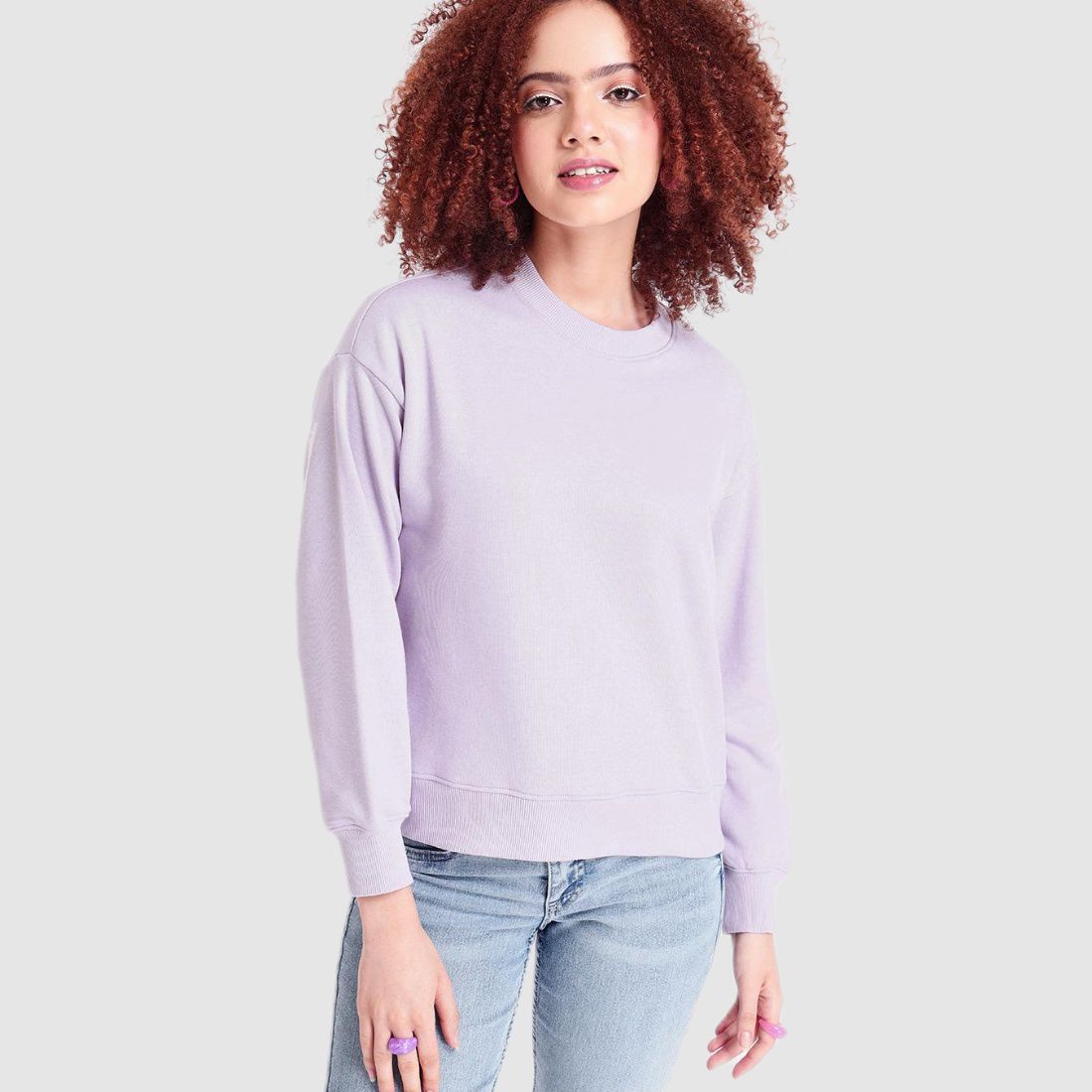     			Bewakoof Cotton Purple Non Hooded Sweatshirt