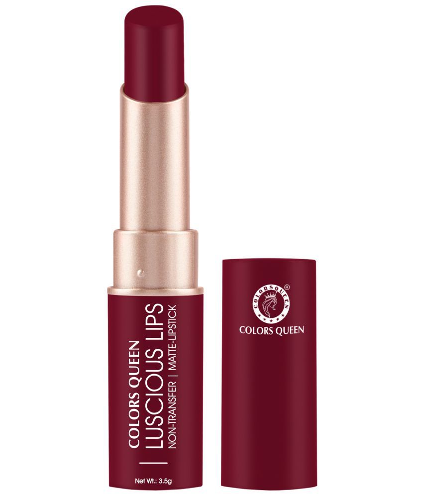     			Colors Queen Luscious Lips Non Transfer Matte Lipstick, Highly Pigmented Long Lasting Lipstick For Women (Wild Maroon)