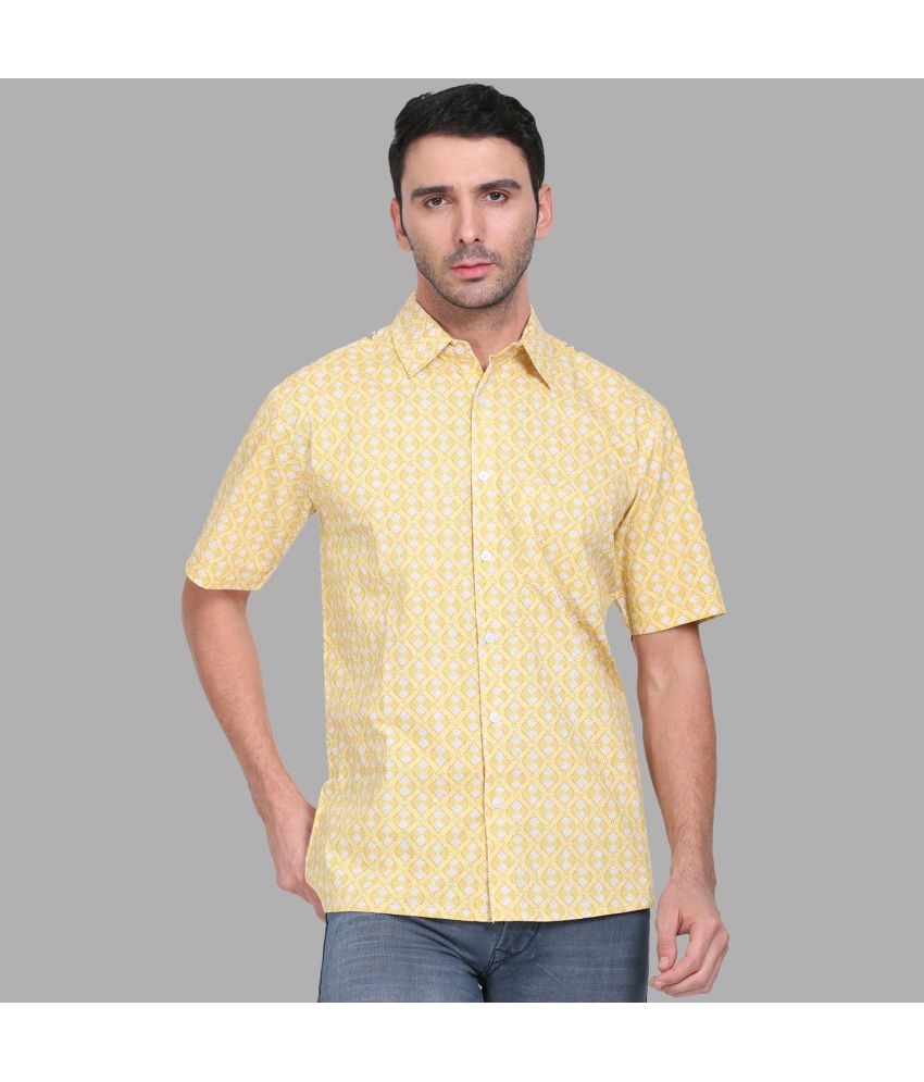     			POOPII 100% Cotton Regular Fit Printed Half Sleeves Men's Casual Shirt - Yellow ( Pack of 1 )