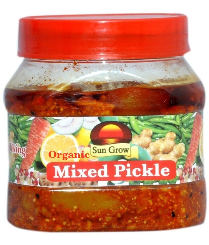     			Sun Grow Organic Yummy Mixed Pickle Achaar (Mixed Vegetable, Mango, Lime, Green Chilli, Carrot, Ginger) Pickle 500 g