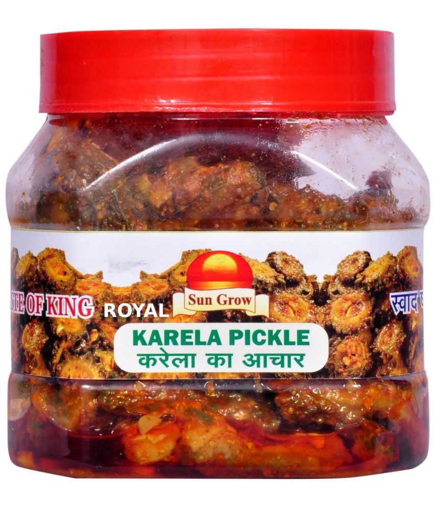     			Sun Grow Royal Karela Pickle Karele Ka Achar in Less Oil & Salt Bitter Gourd Kakarakaya Nilava Pachadi Pickle 500 g