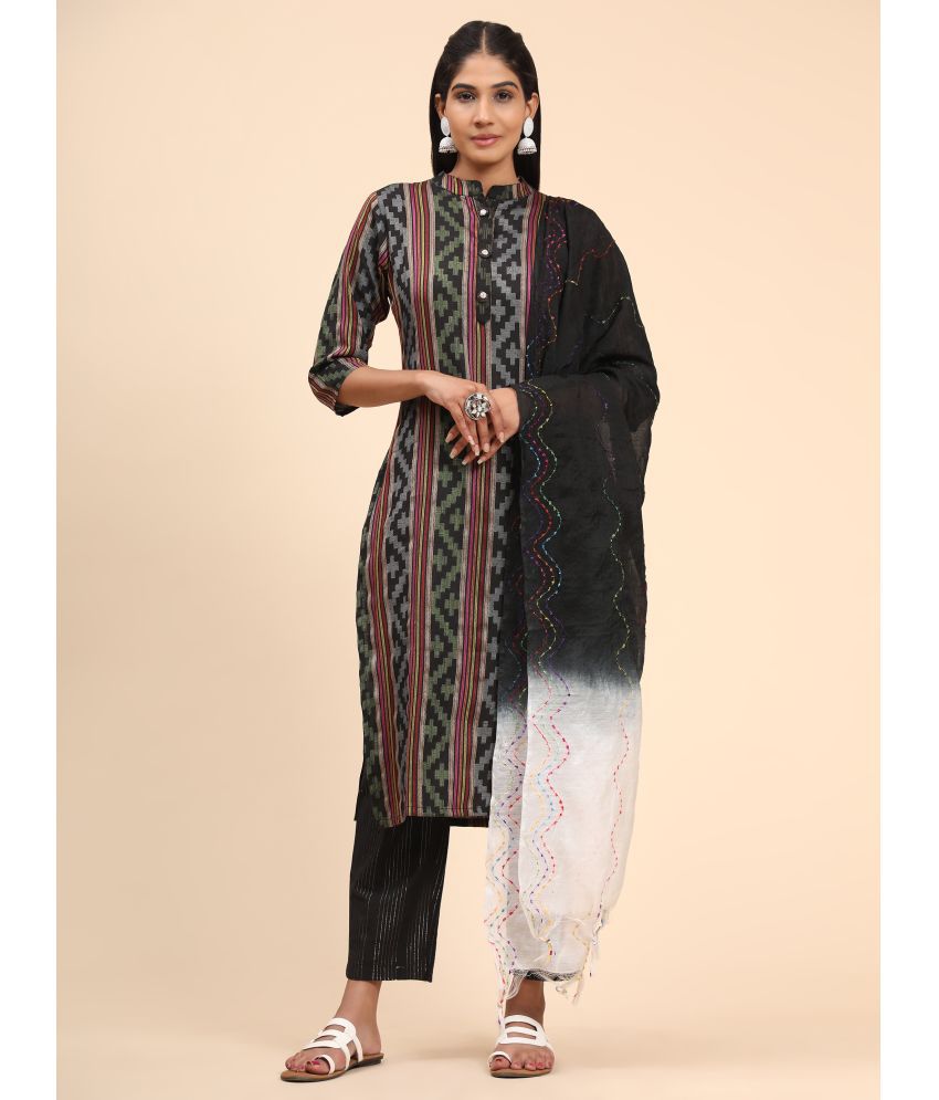     			Vbuyz - Black Straight Cotton Blend Women's Stitched Salwar Suit ( Pack of 1 )