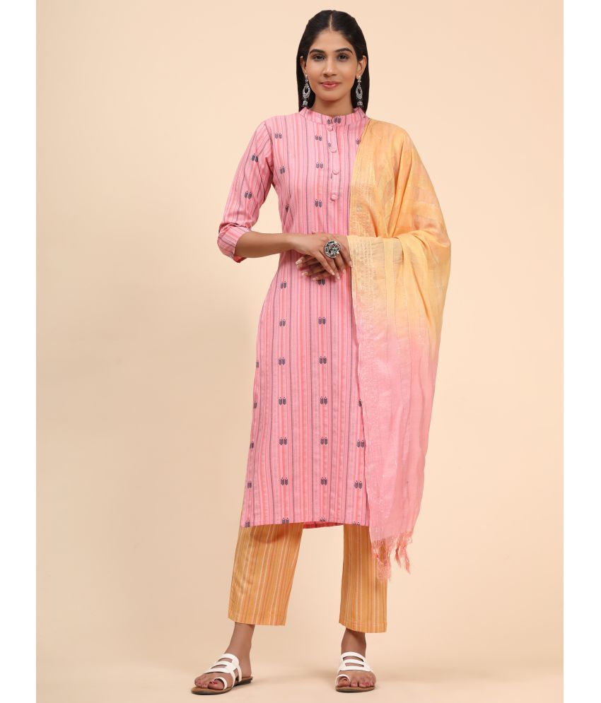     			Vbuyz - Pink Straight Cotton Blend Women's Stitched Salwar Suit ( Pack of 1 )