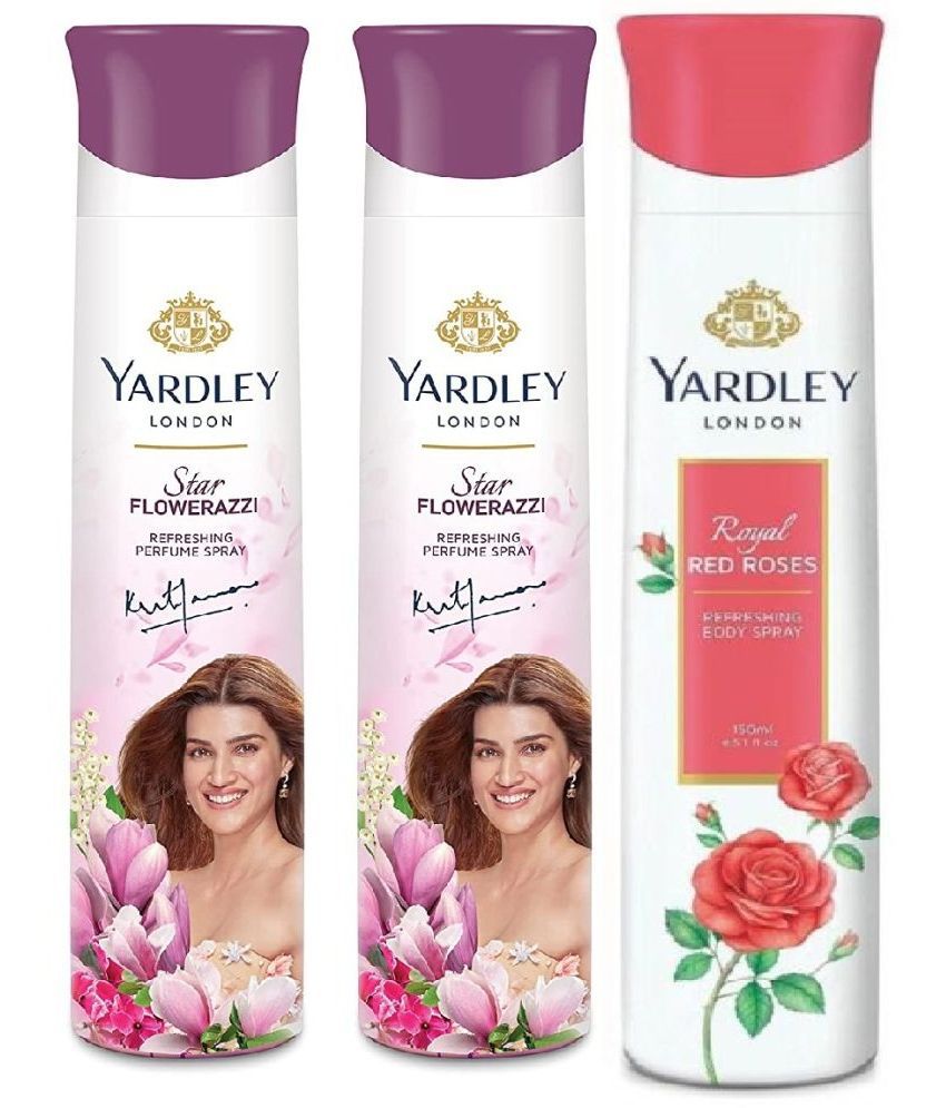     			Yardley London - 2 FLAWERAZZI & 1ROSE  150ML EACH Deodorant Spray for Men,Women 450 ml ( Pack of 3 )
