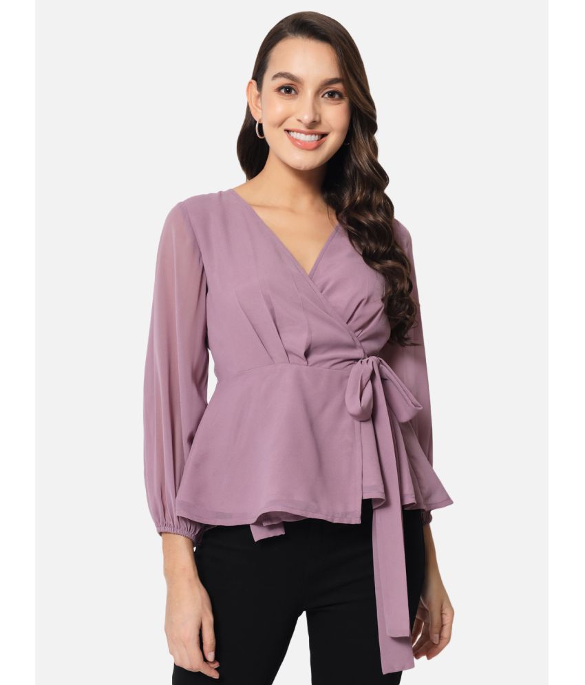     			ALL WAYS YOU - Purple Georgette Women's Knot Front Top ( Pack of 1 )