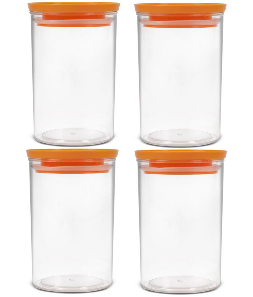     			HomePro - Premium Excellent unbreakable airtight High quality transparent plastic storage container with air vent lid pack of 4, food-grade, Bpa-free, round, 900ml Orange