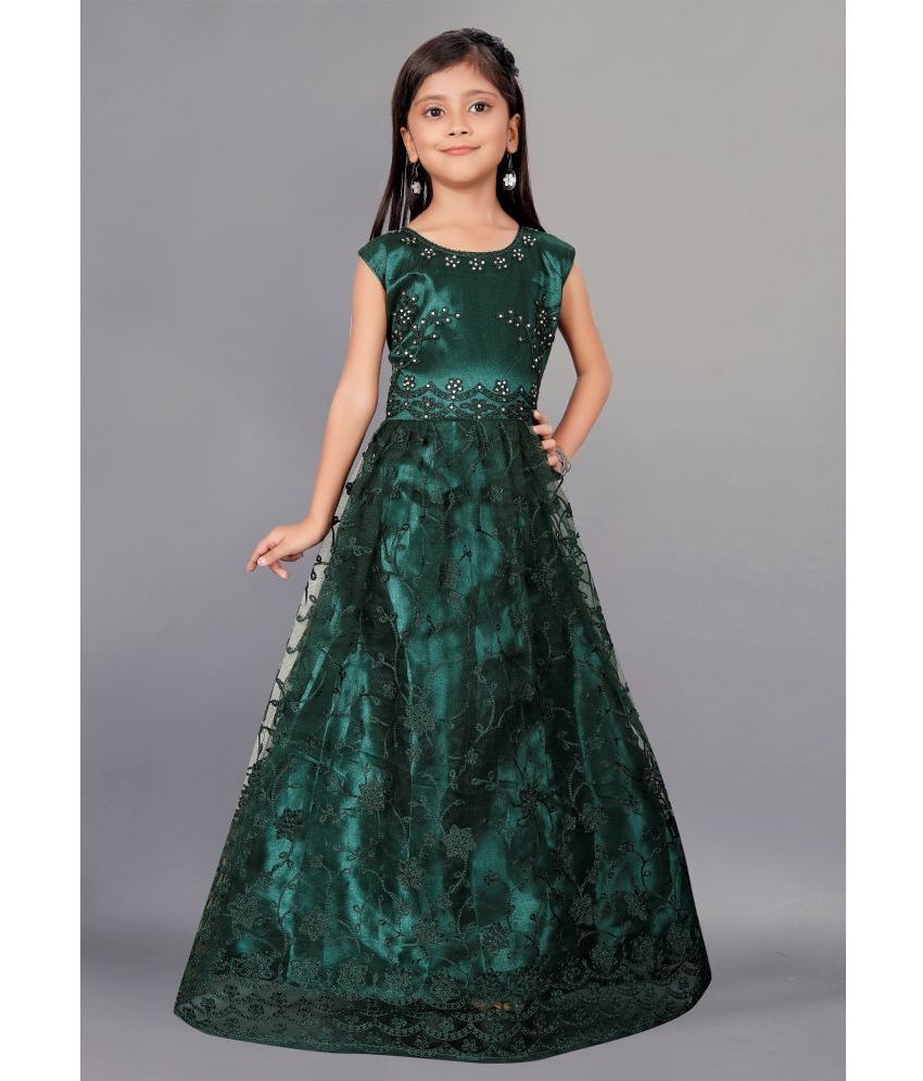     			JULEE - Green Net Girls Gown ( Pack of 1 )