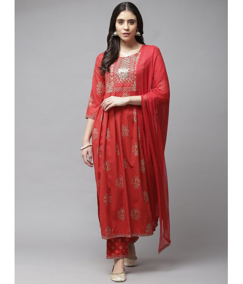     			Yufta - Red Anarkali Rayon Women's Stitched Salwar Suit ( Pack of 1 )
