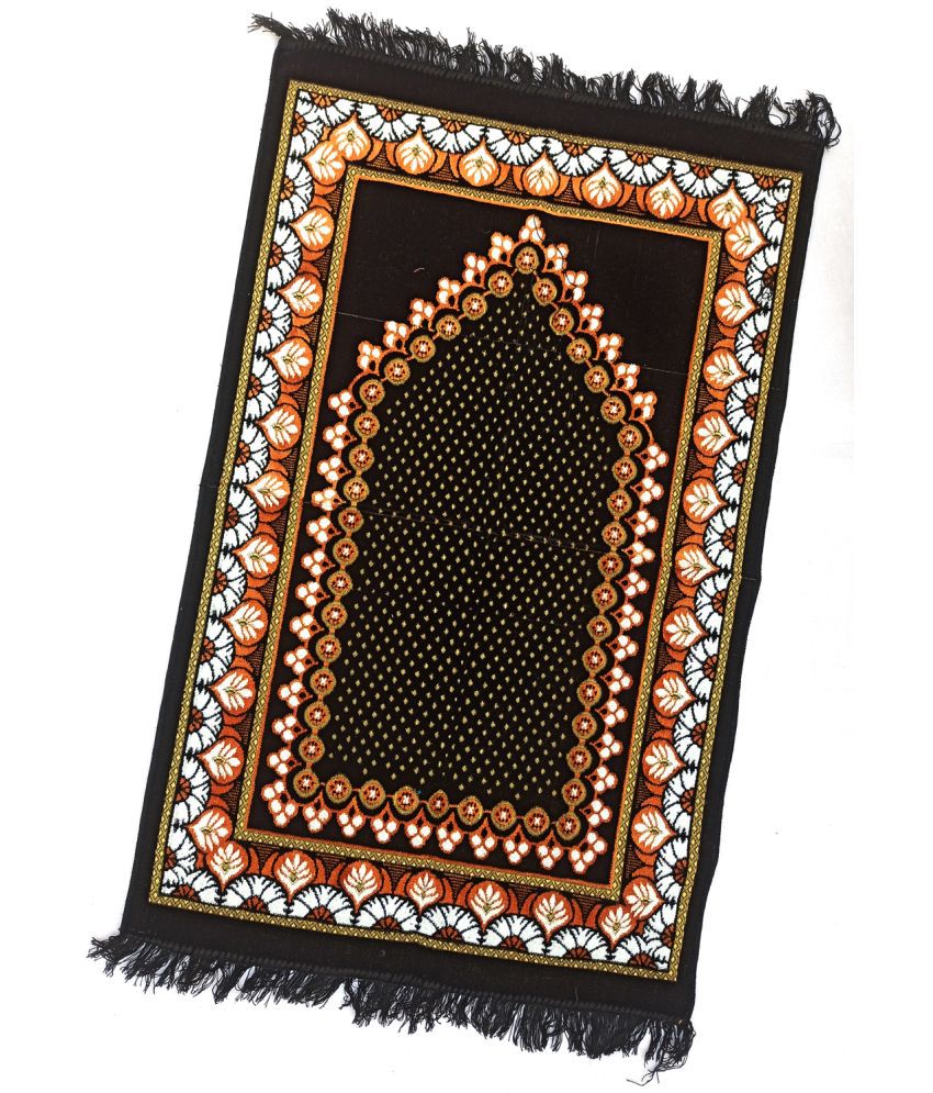     			ALRAZA LOOMS Black Single Anti-skid Velvet Prayer Mat ( 110 X 70 cm )