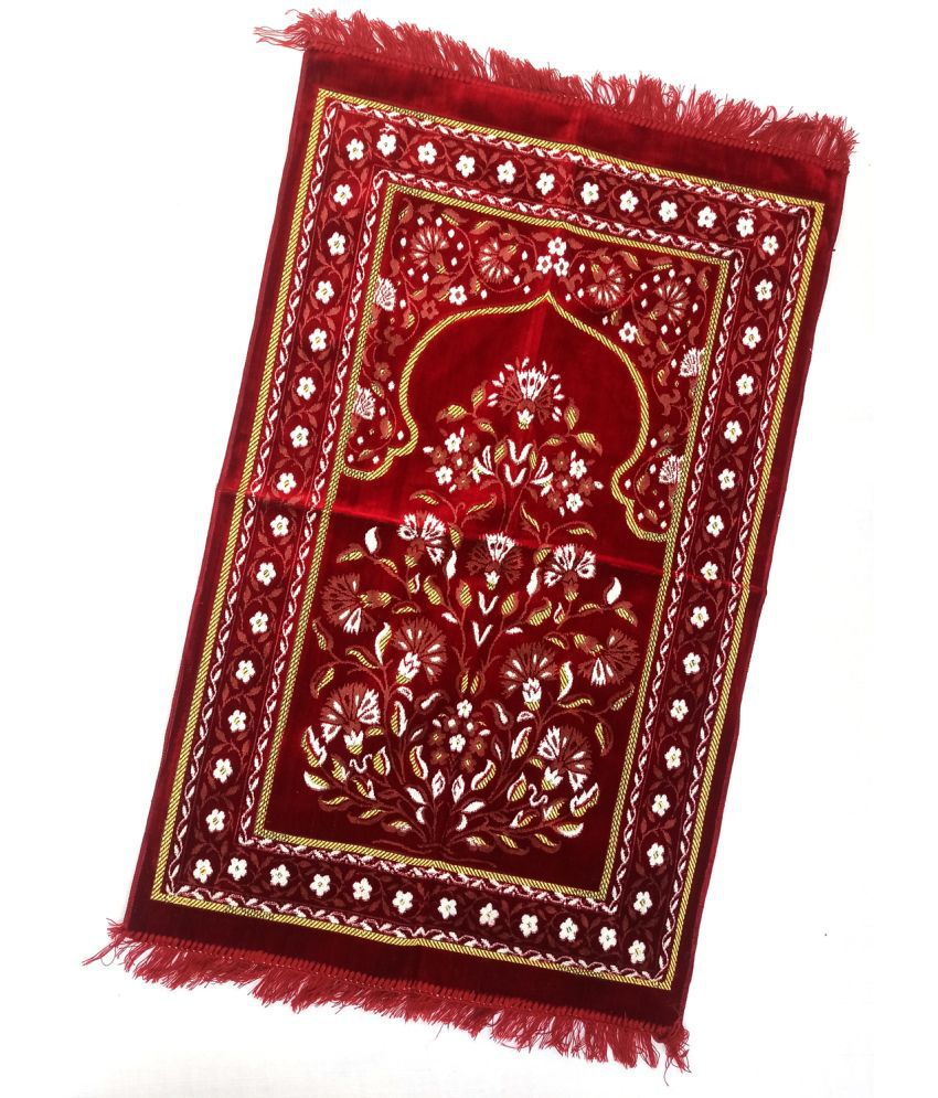     			ALRAZA LOOMS Red Single Anti-skid Velvet Prayer Mat ( 110 X 70 cm )