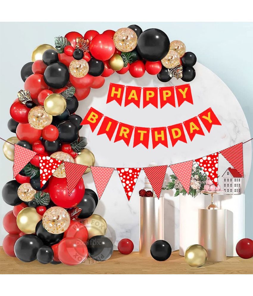 Happy Birthday Decorations Set 1 pc. Happy Birthday Banner (Red)+ 1