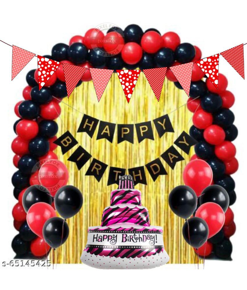 Happy Birthday Decorations Set 1 pc. Happy Birthday Banner (Black)+ 1