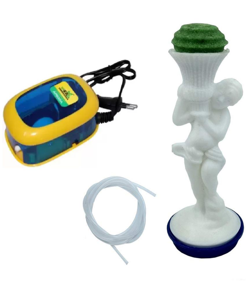     			Happy Fins White Angel Toy for Aquarium Decoration with Air Pump and Pipe - Plastic Decorative