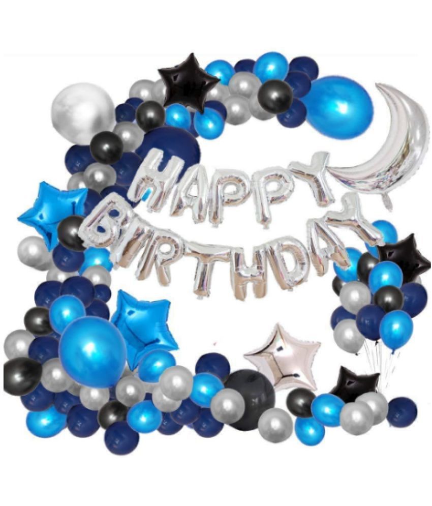     			Jolly Party  Blue Happy Birthday Decoration Combo - 47pcs SET