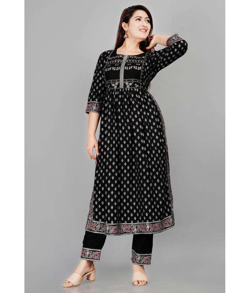     			SIPET - Black Straight Rayon Women's Stitched Salwar Suit ( Pack of 1 )