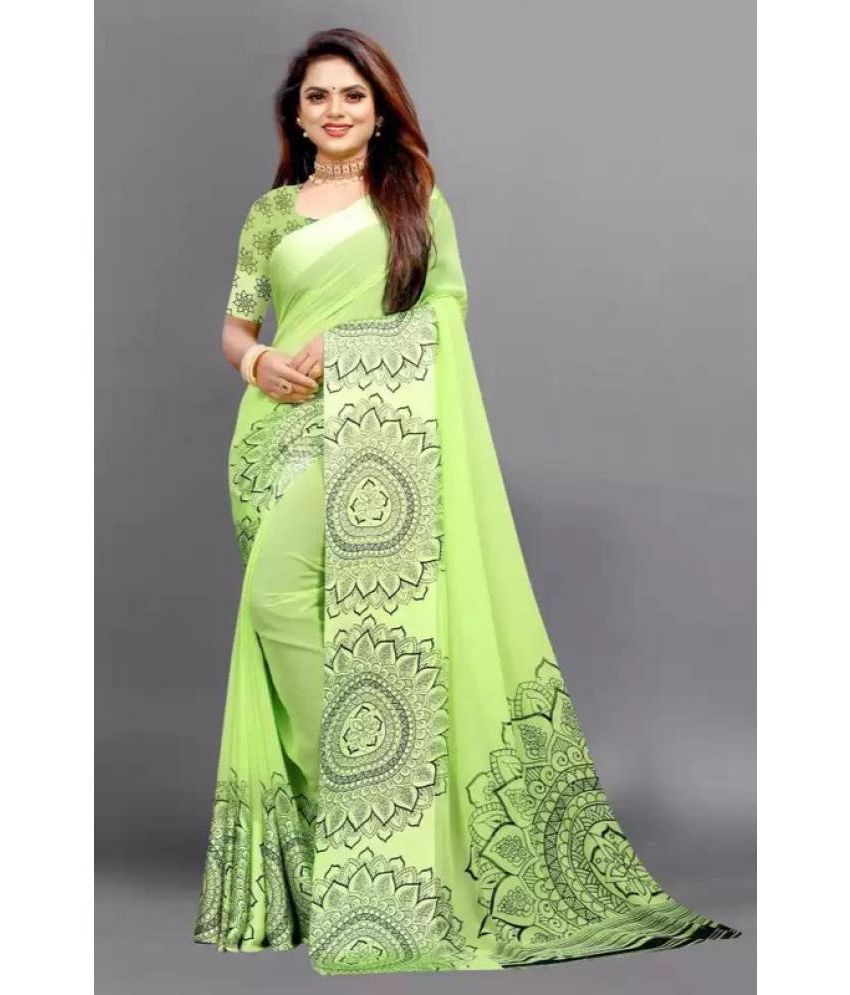     			Sanjana Silks - Green Georgette Saree With Blouse Piece ( Pack of 1 )