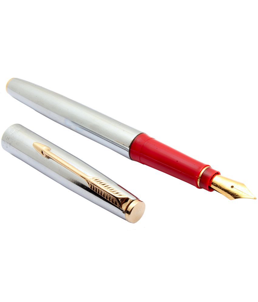     			Srpc Oliver Triumph Shine Chrome Metal Body Fountain Pen With Red Color Grip & Golden Trims