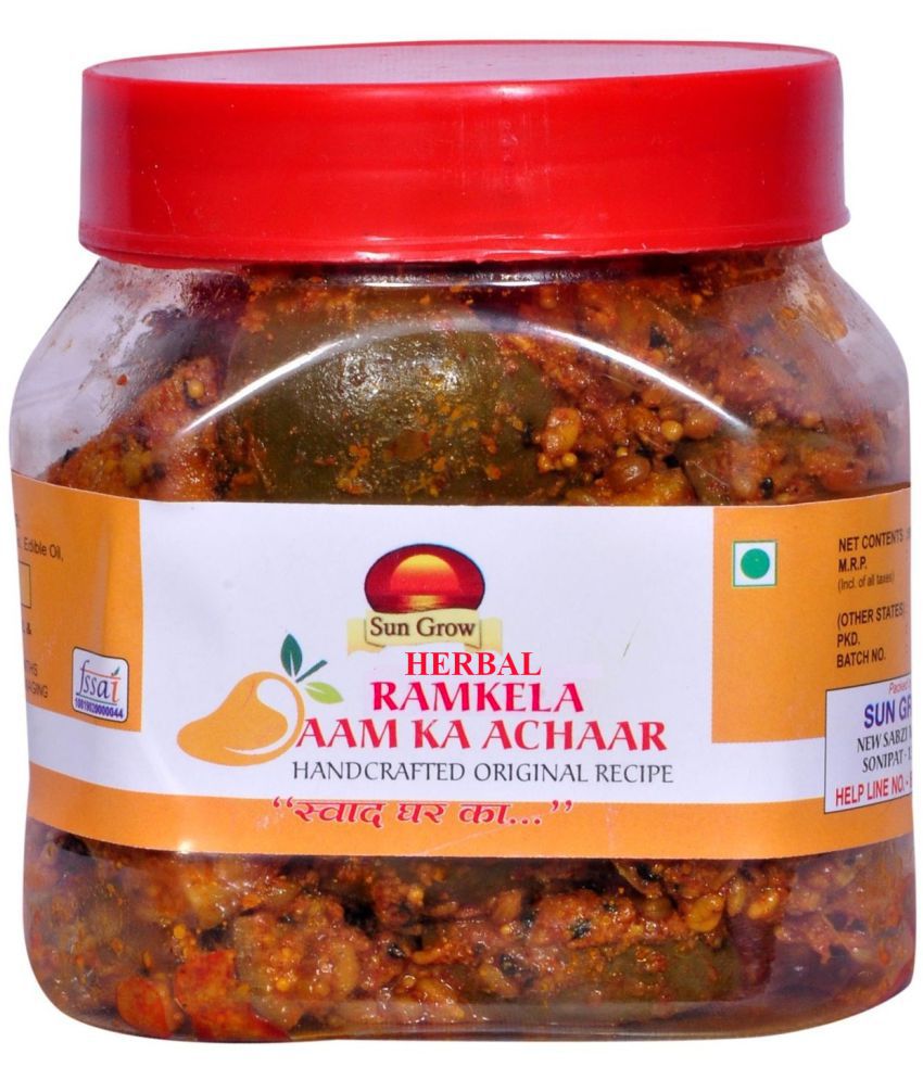     			Sun Grow Herbal khada Masala Se Bana Organic Ramkela Rajasthani Mango Pickle Masaledar Raw Mango(Kairi) Pickle 500 g