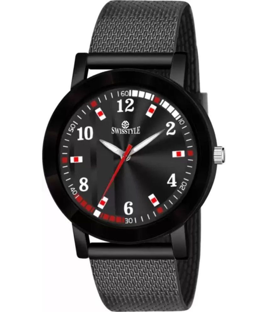     			Swisstyle - Black Leather Analog Men's Watch