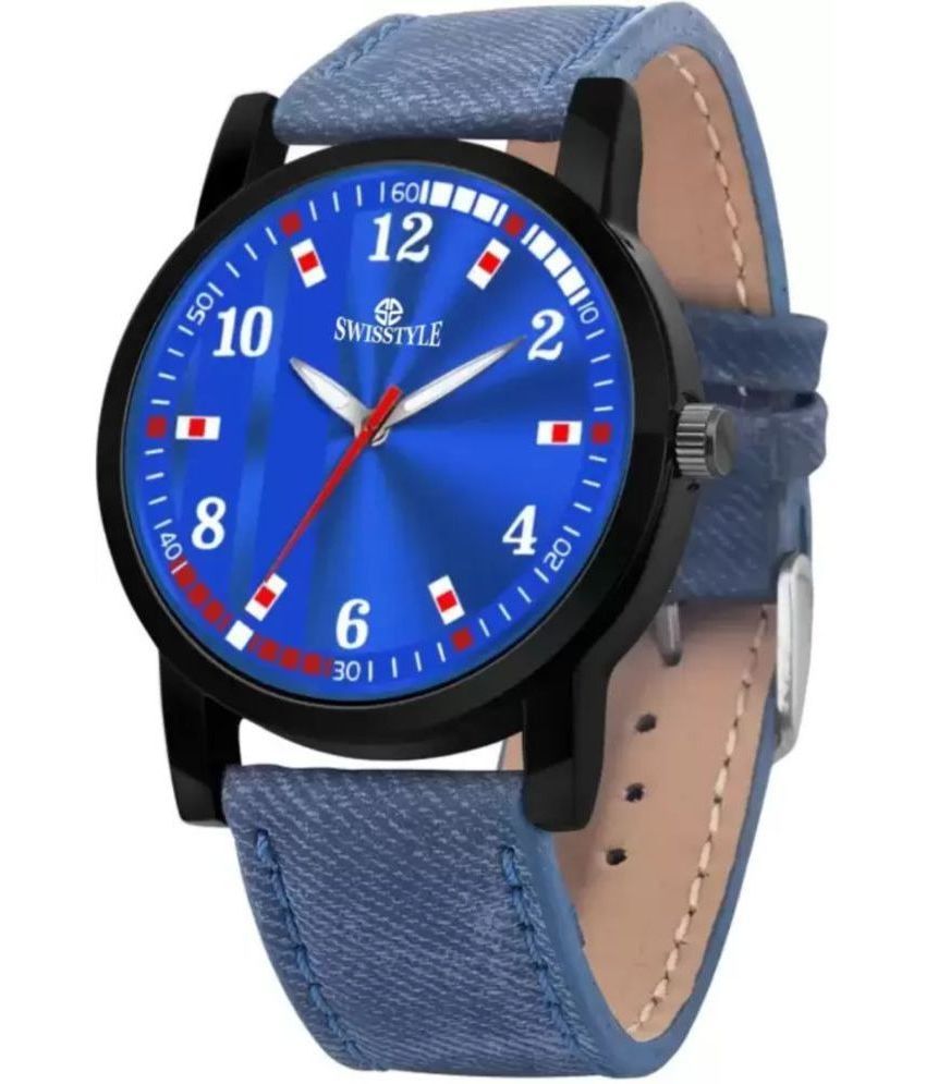     			Swisstyle - Blue Leather Analog Men's Watch