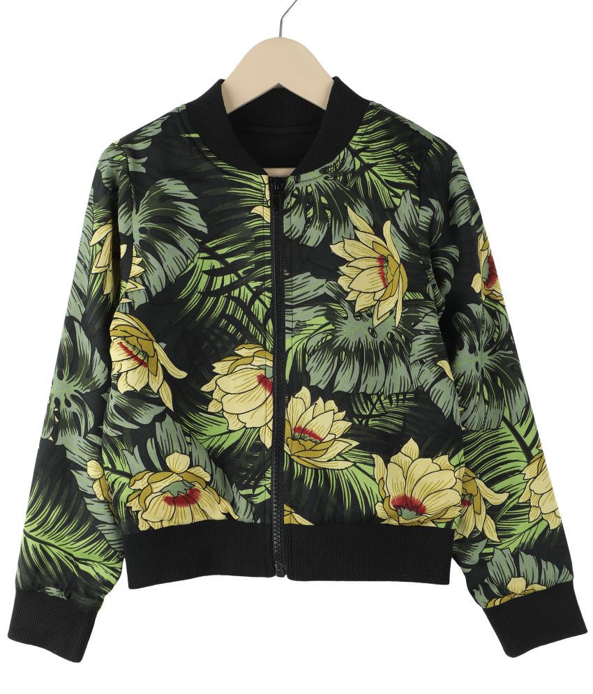    			Tropical printed Green color Bomber Jacket
