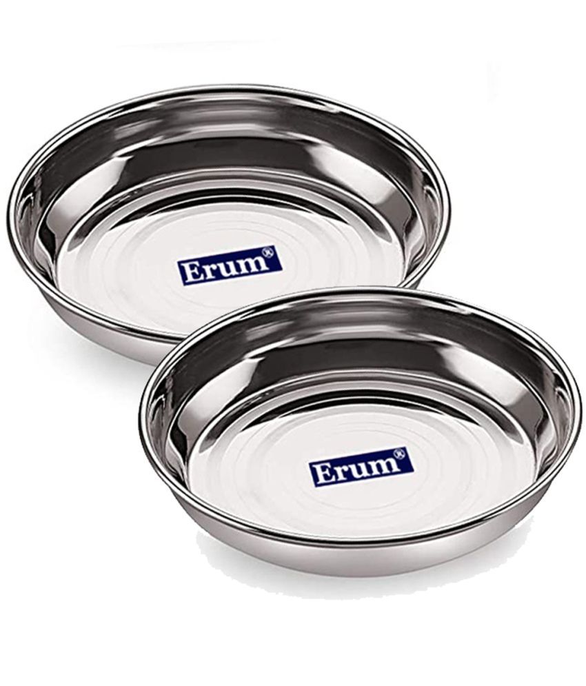     			erum 2 Pcs Stainless Steel Steel Dessert Plate