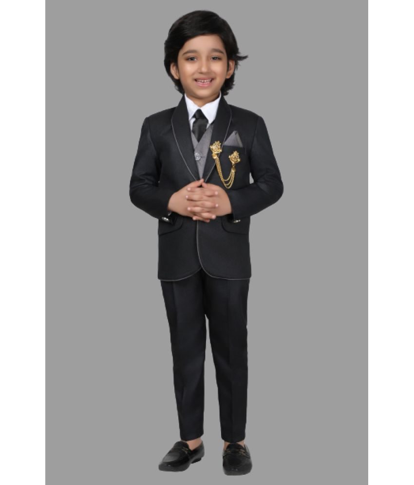     			DKGF Fashion Boys Polyester 3 Piece Suit ( Black , Pack of 1 )