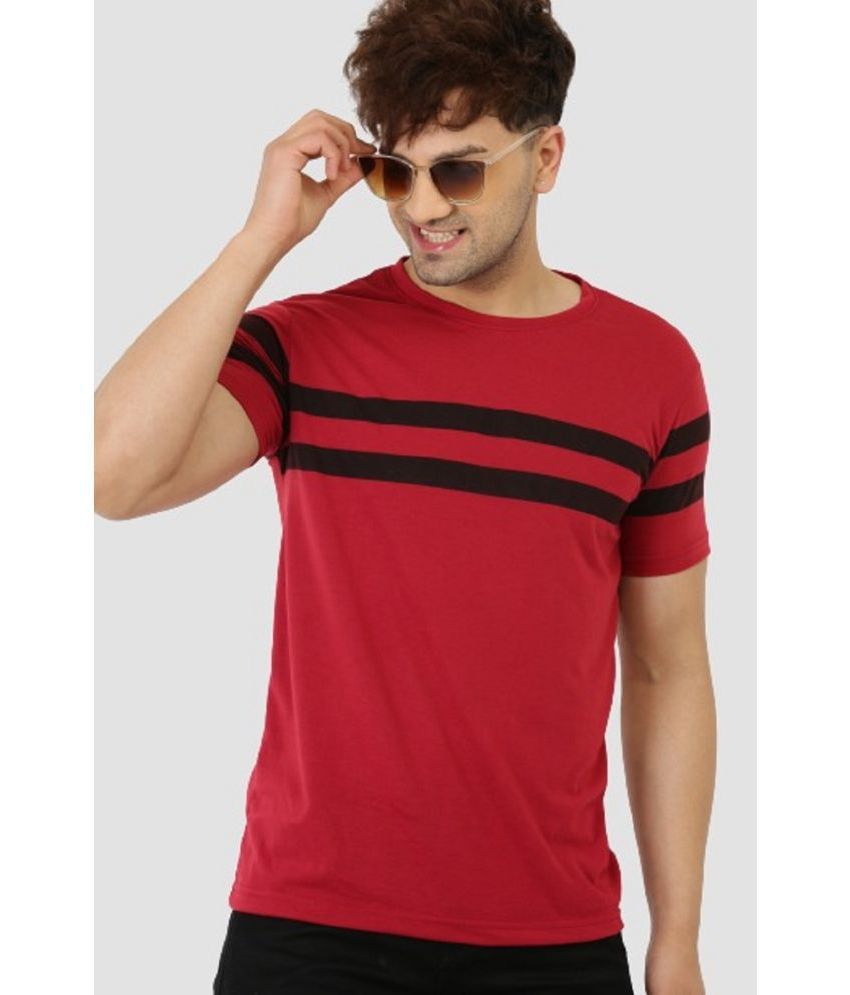     			Leotude - Maroon Cotton Blend Regular Fit Men's T-Shirt ( Pack of 1 )