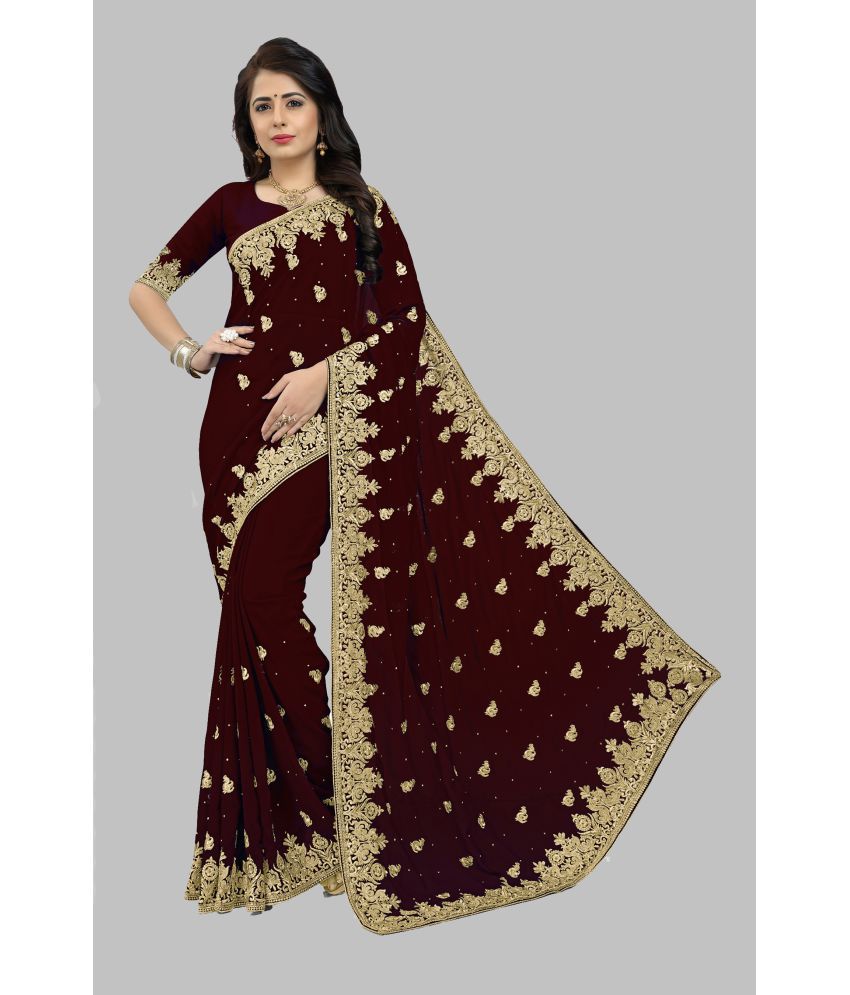     			Om Shantam Sarees - Coffee Georgette Saree With Blouse Piece ( Pack of 1 )