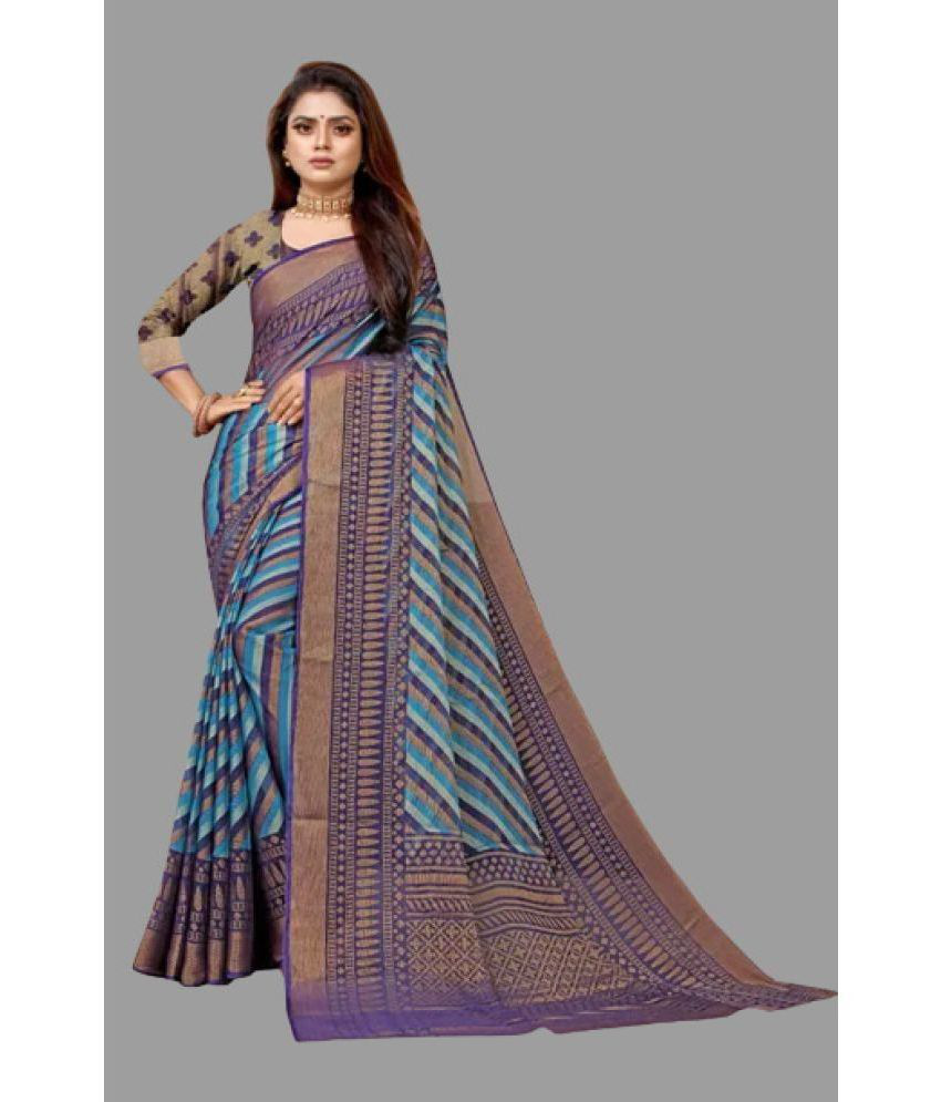     			Sitanjali - Blue Brasso Saree With Blouse Piece ( Pack of 1 )