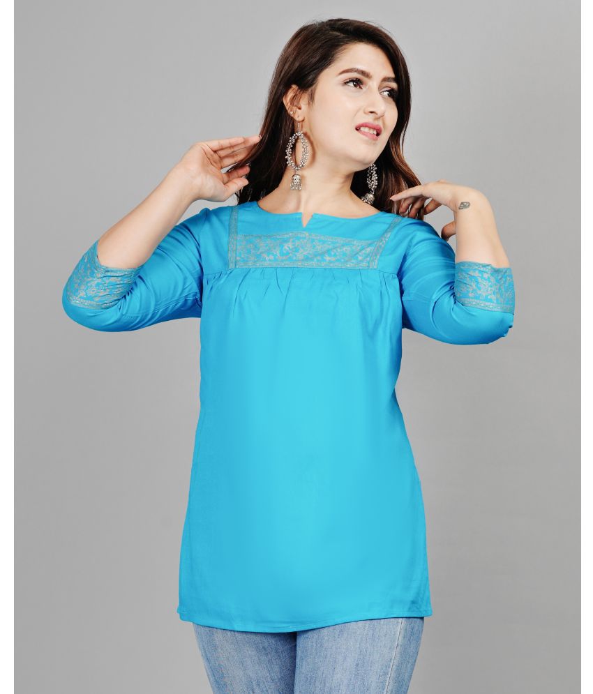     			Smien - Light Blue Rayon Women's Ethnic Tunic ( Pack of 1 )