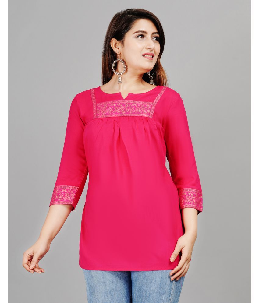     			Smien - Pink Rayon Women's Ethnic Tunic ( Pack of 1 )