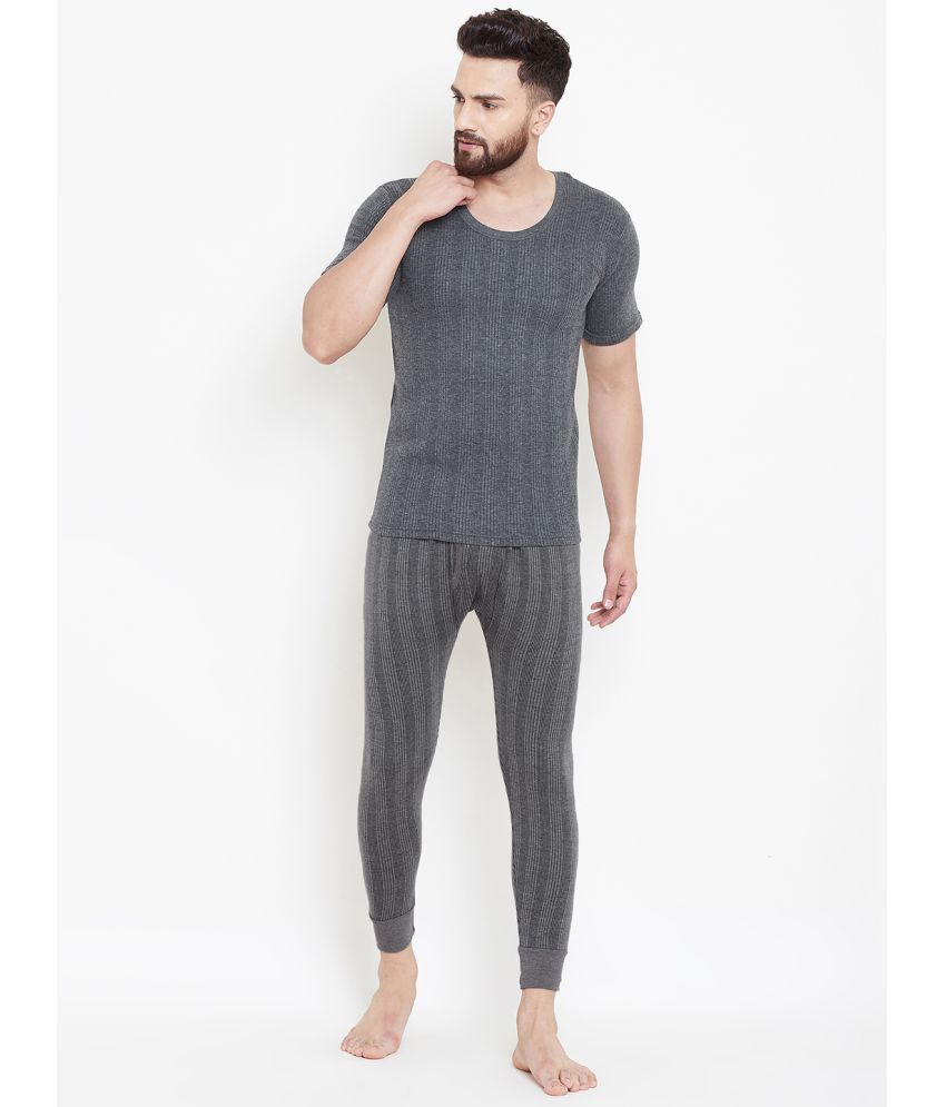     			Zimfit Cotton Blend Men's Thermal Sets ( Grey Melange )