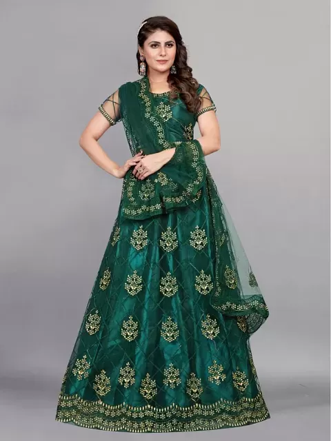 SKY HEIGHTS GREEN PARTY WEAR LEHENGA CHOLI SET - Buy SKY HEIGHTS GREEN  PARTY WEAR LEHENGA CHOLI SET Online at Low Price - Snapdeal