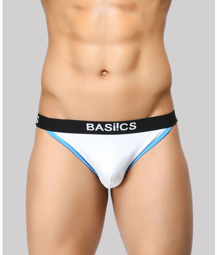     			BASIICS By La Intimo Pack of 1 Spandex Briefs For Men's ( White )