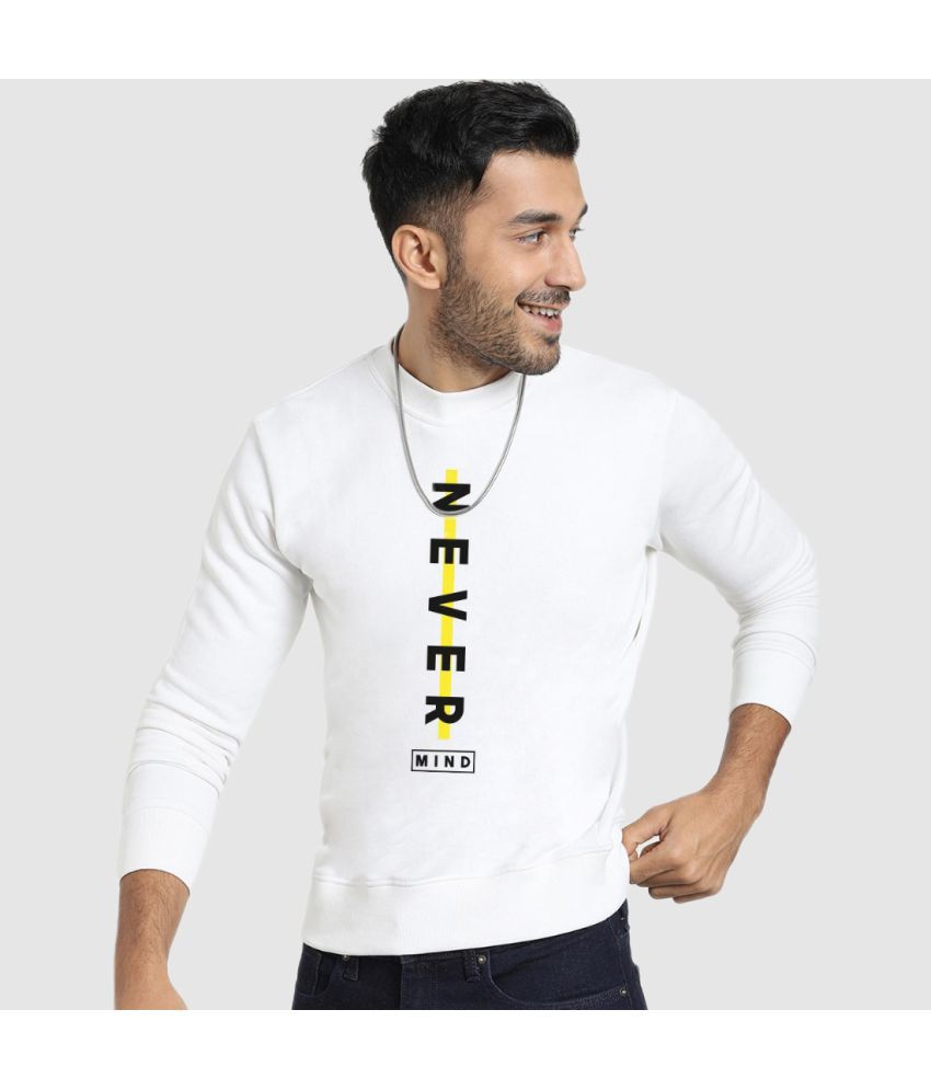     			Bewakoof - White Fleece Regular Fit Men's Sweatshirt ( Pack of 1 )