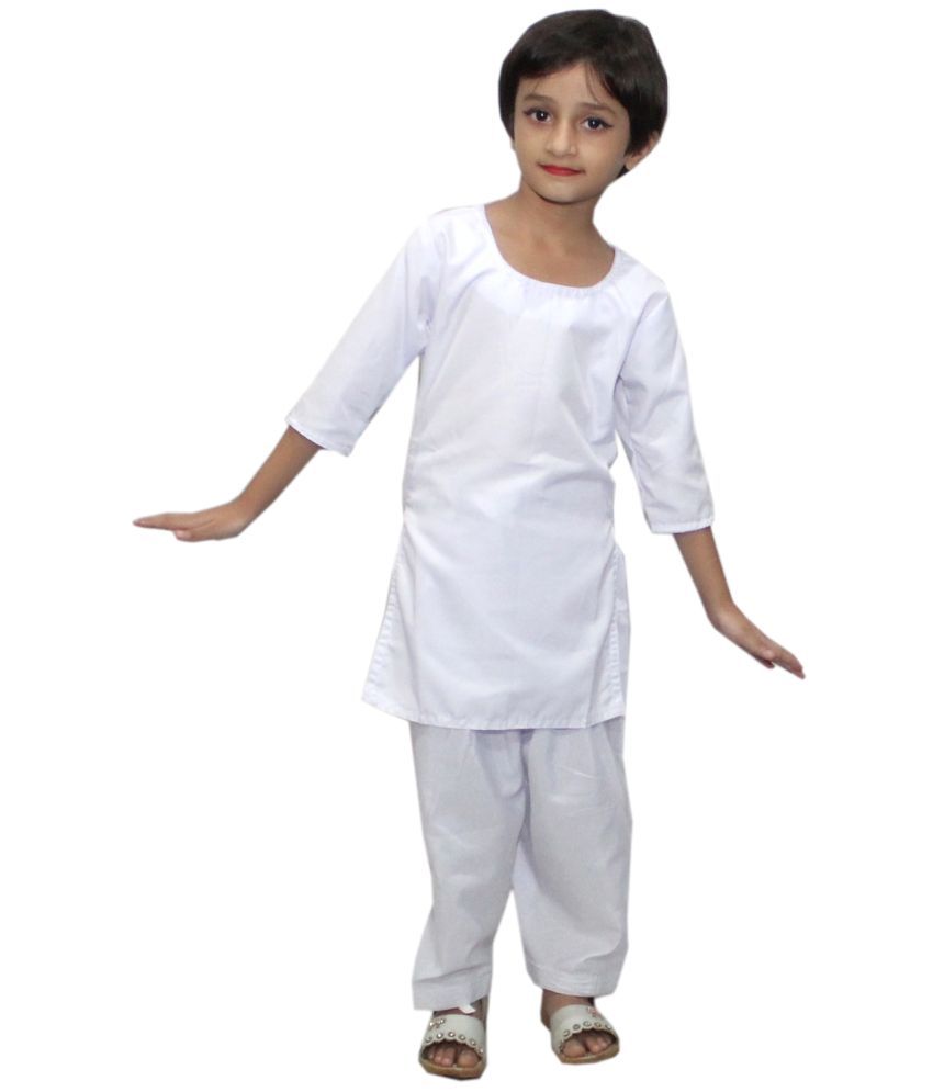     			Kaku Fancy Dresses Indian State Traditional Wear White Salwar Kameez Costume -White, 10-12 Years, for Girls