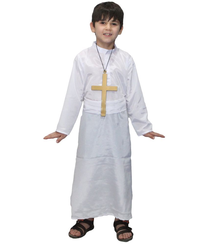     			Kaku Fancy Dresses Priest/Jesus, Catholic Costume -White, 7-8 Years, for Boys