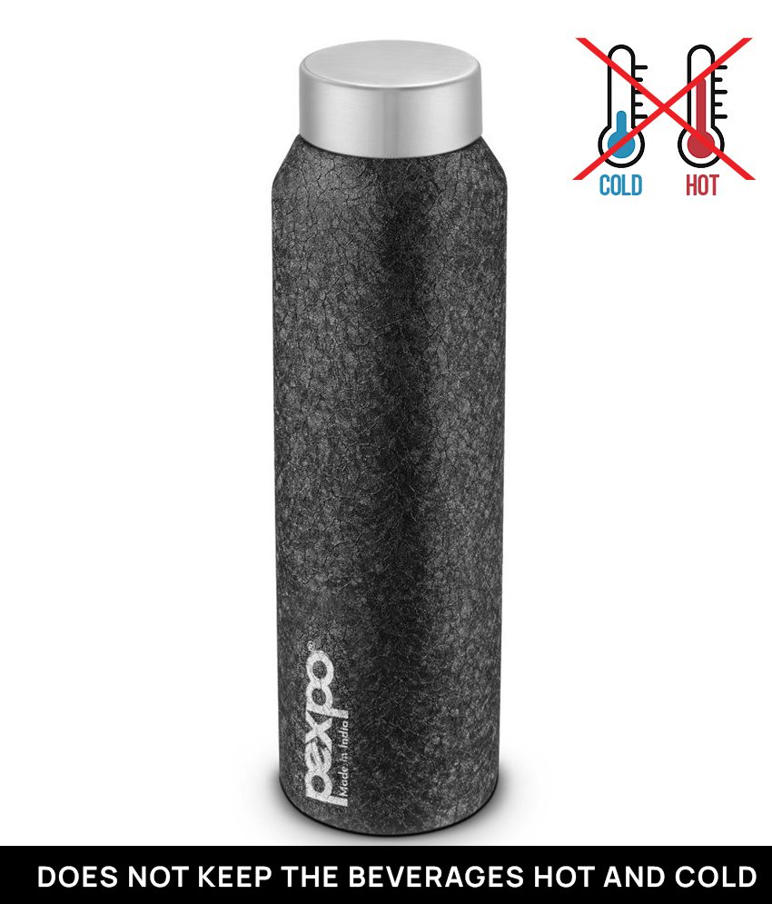     			PEXPO 1000 ml Stainless Steel Fridge Water Bottle (Set of 1, Black, Vertigo)