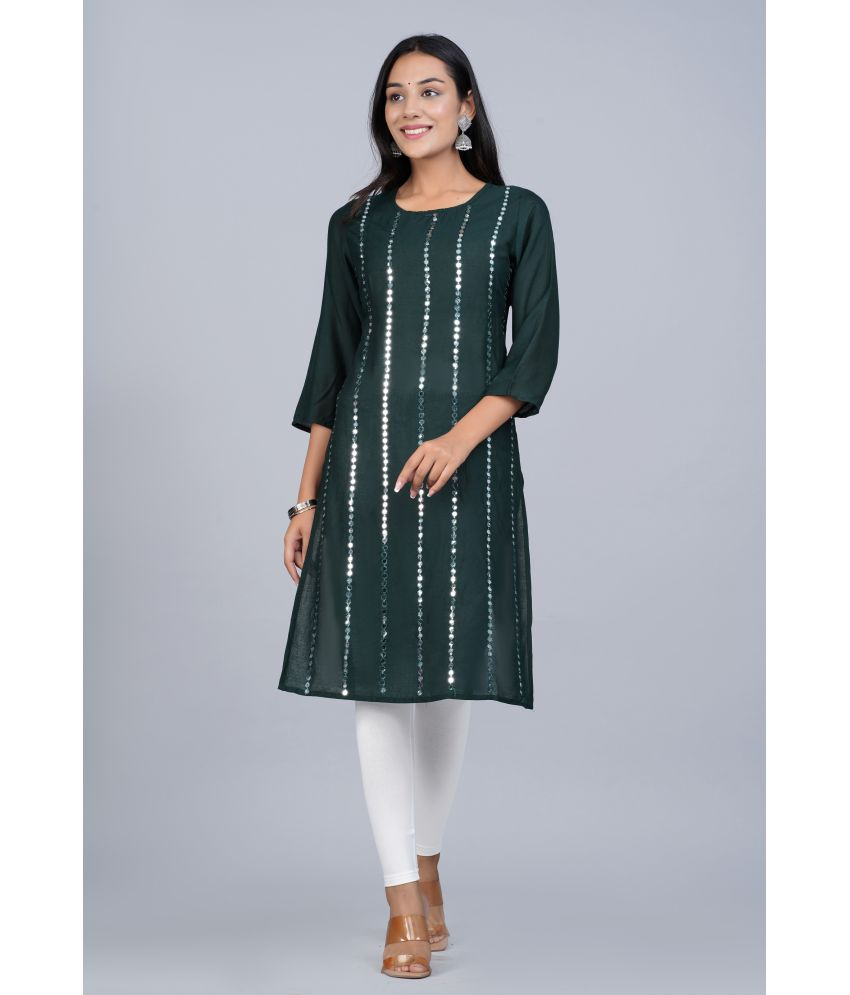     			Smien - Green Rayon Women's Straight Kurti ( Pack of 1 )