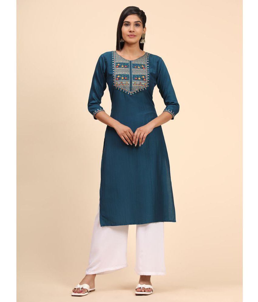     			Vbuyz - Blue Cotton Women's Straight Kurti ( Pack of 1 )