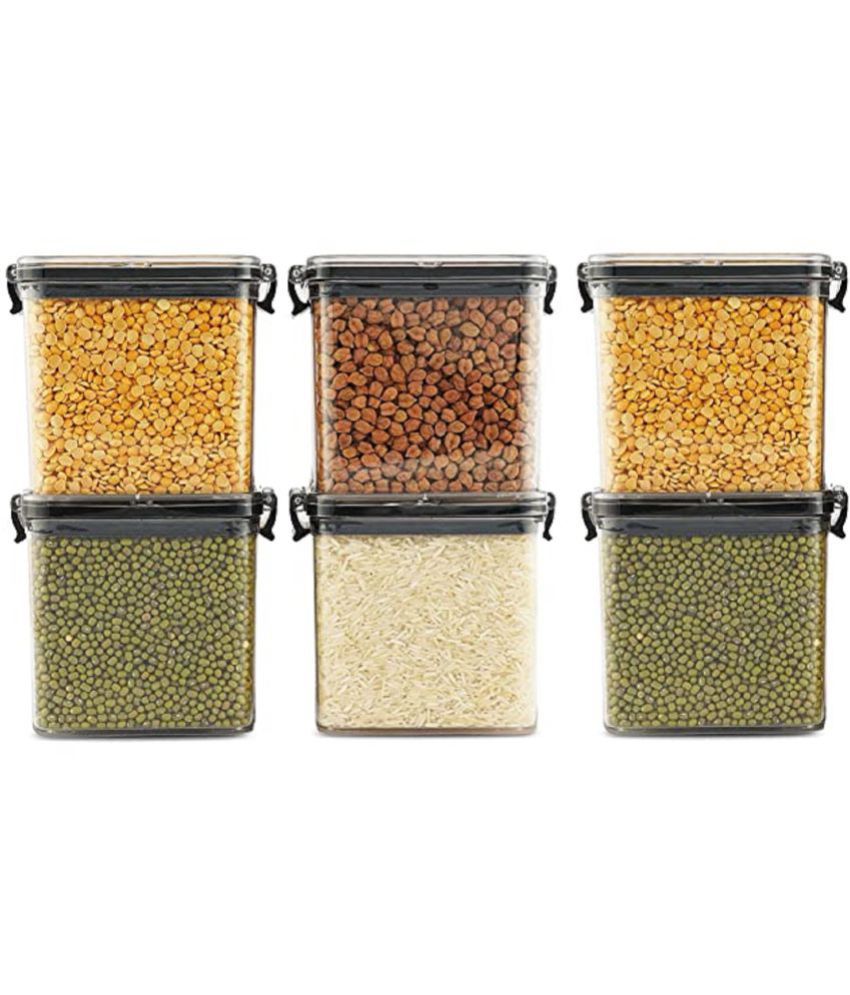     			iview kitchenware - Dal/Pasta/Grocery Black Plastic Dal Container ( Set of 6 ) - 550 ml