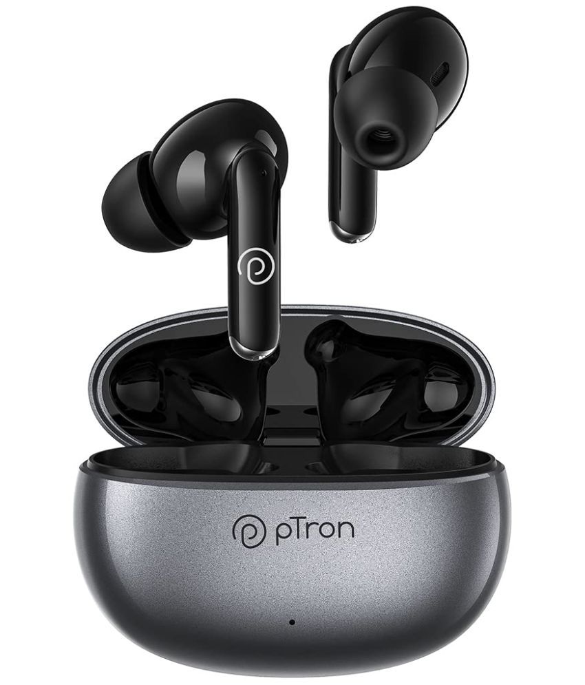 pTron Bassbuds Eon On Ear True Wireless (TWS) 30 Hours Playback IPX4(Splash & Sweat Proof) Passive noise cancellation -Bluetooth V 5.3 Gray