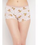 Clovia Cotton Printed Women's Boy Shorts ( White )