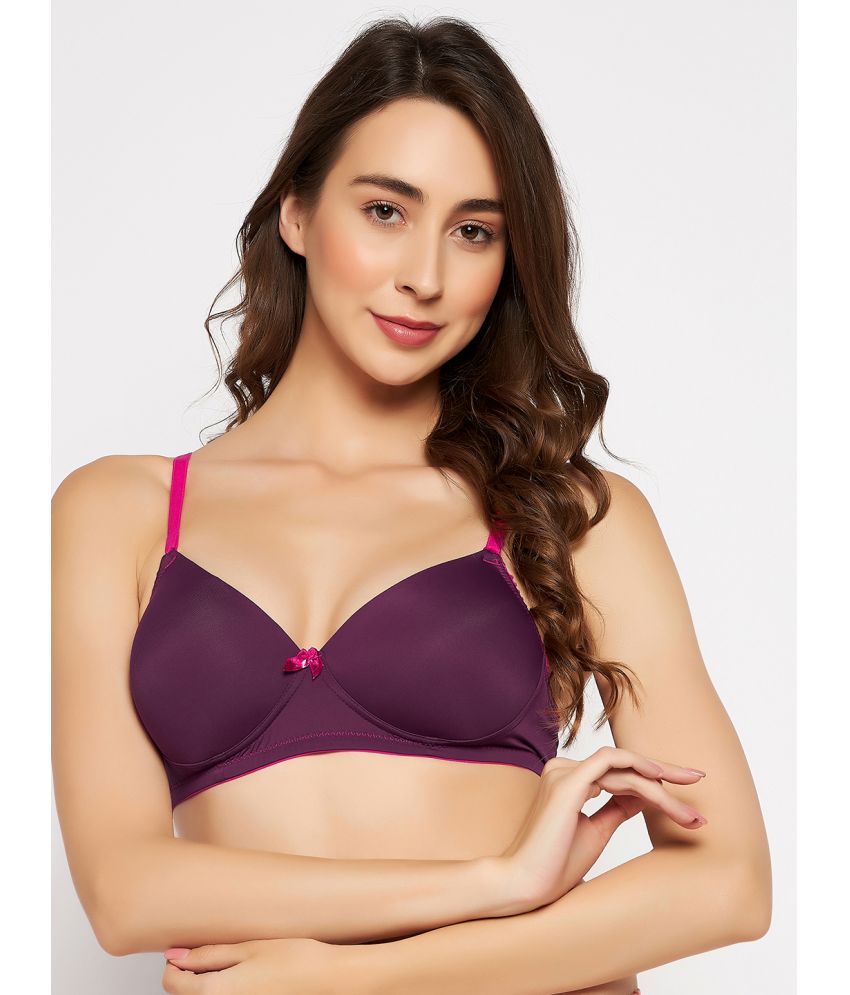     			Clovia Nylon Lightly Padded Women's T-Shirt Bra ( Purple )